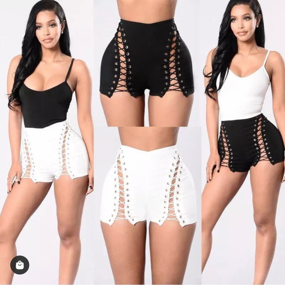 BLACK BRAND NEW LACED UP SHORTS